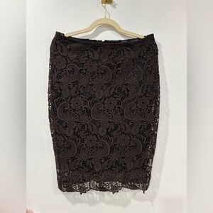 Zara Chocolate Lace Pencil Skirt